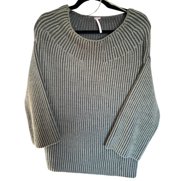 Free People New Charlotte Tunic Sweater Boat Neck Chive Combo Green Size Small - Picture 8 of 16